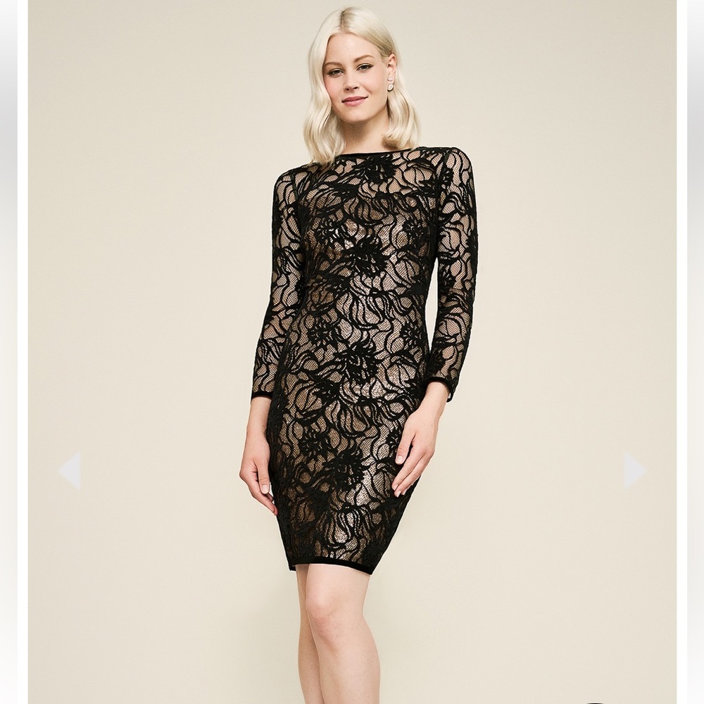 NWT Tadashi Shoji Vita Sequin Lace Over Dress Size 8P